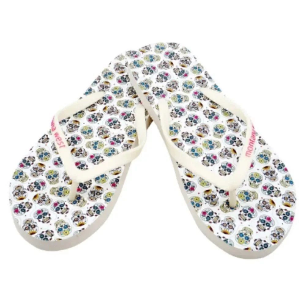 MONTANA WEST Sugar Skull Western Print Flip Flops Sandals large NWT